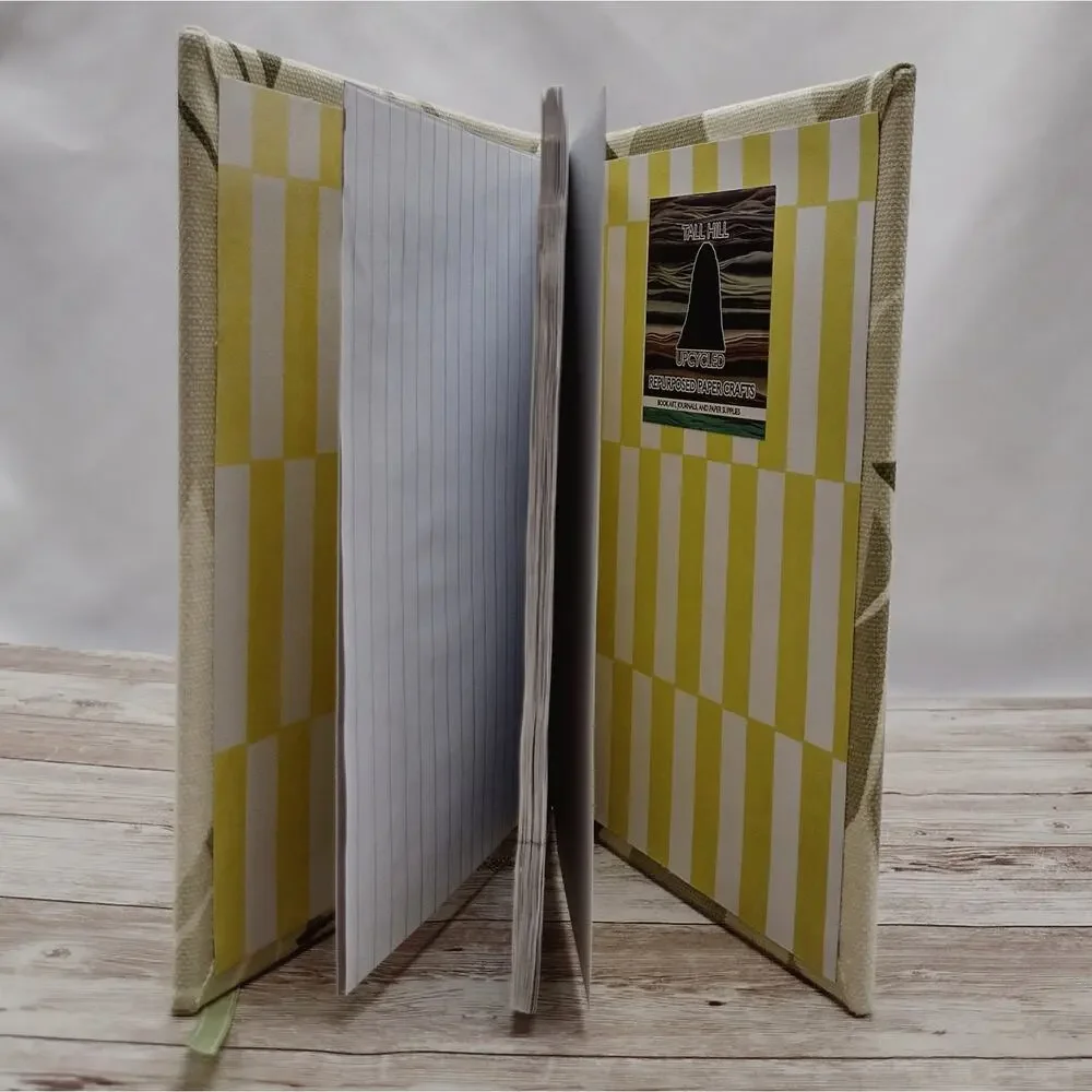Grey Fabric Cover Journal, Repurposed Book Journal, Rebound Book Notebook